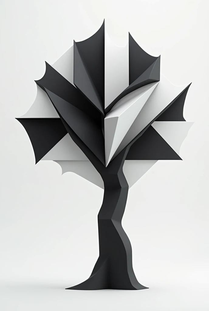 Tree in geometric shapes in black and white