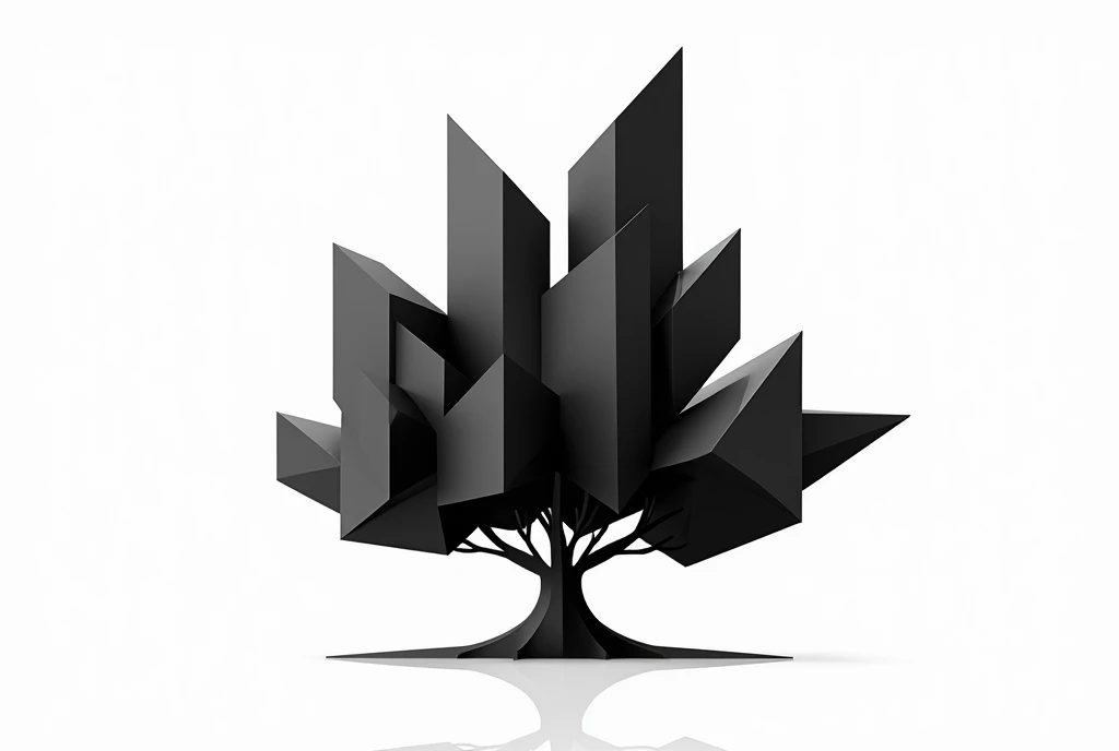 Tree in black and white geometric shapes 