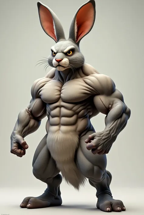 The rabbit has a lot of muscles and is macho