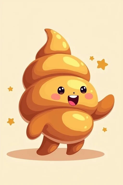 Friendly animated croissant character for a logo 