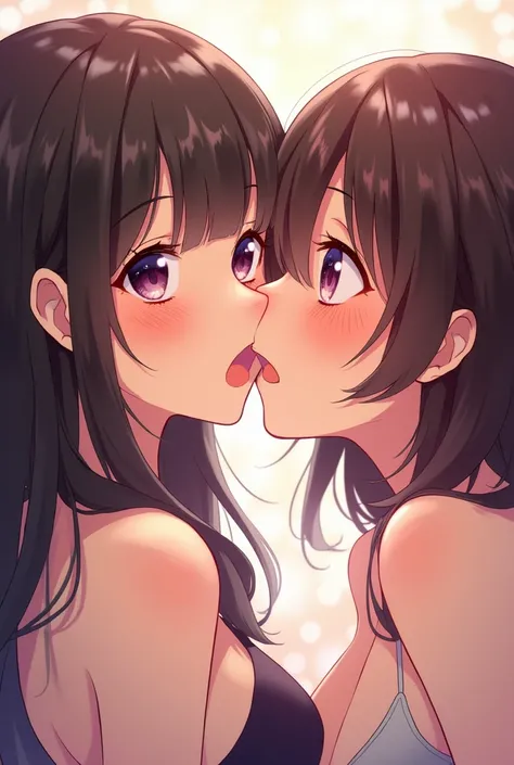 2 female, Iramachio, Ahegao, sucking cheek