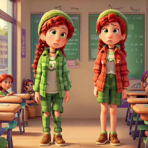 Miriam Mendelsohn

m_m, 1 girl, green eyes, red hair, braids, freckles , fur hat, earrings , headphones, flannel shirt green , shirt mint green , trousers dry green , plum shoes ,

score_9, score_8_up, score_7_up,
(((alone ))),
(((at school))) , (((full bo...