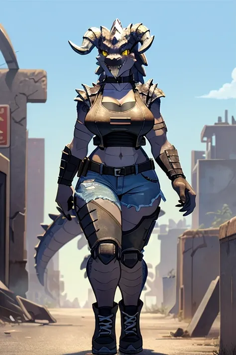 ((4k)), (best body), (sexy women), solo, score_9,score_8_up,score_7_up, kemono style, anthro deathclaw from fallout, anthro rept...