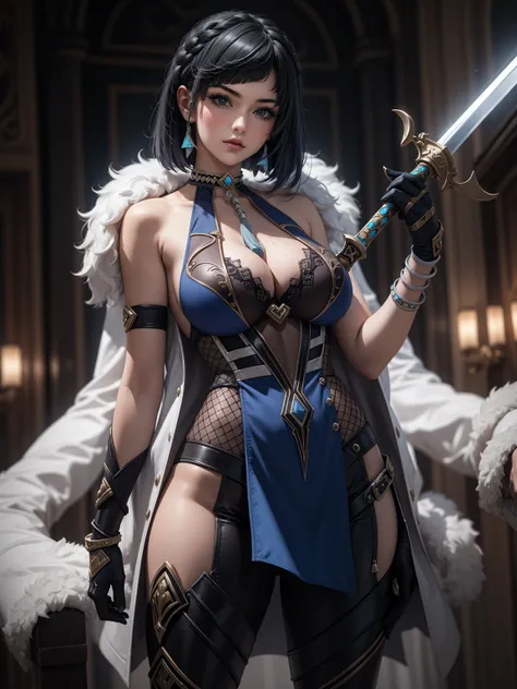 1 girl, war, (wearing sexy armor), cleavage, big boobs, holding sword, posing like kinght