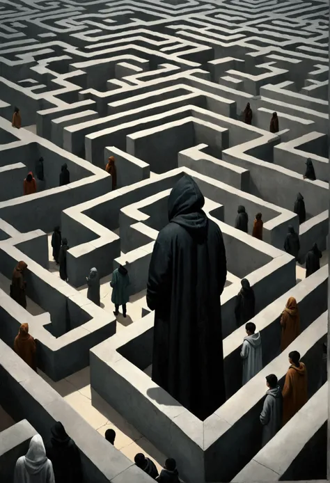 there are many black people standing in a concrete maze, the art of math by jeonseok lee, pexels contest winners, the art of mat...