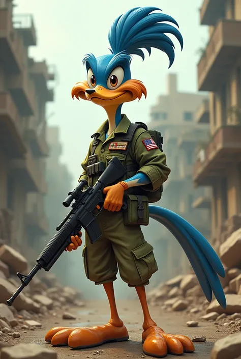 The Road Runner from Looney Tunes as a soldier