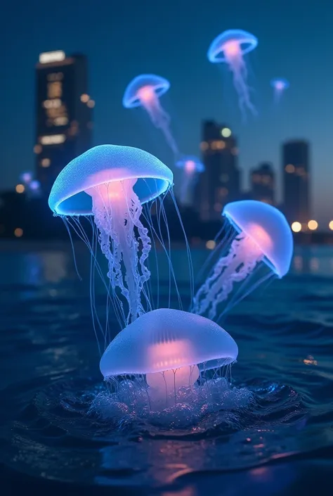 Jellyfish on a Miami beach at night