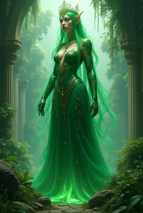 generates an emerald queen that looks sweet and kind but is giant and is green




