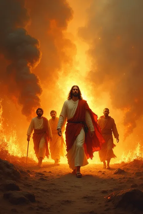 Jesus walking in fire with 3 other
mens 