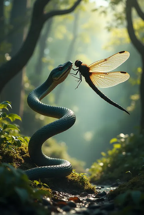 Dragonfly-Snake fight 