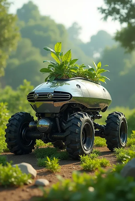 A robotic car that can harvest and grow plants at the same time.