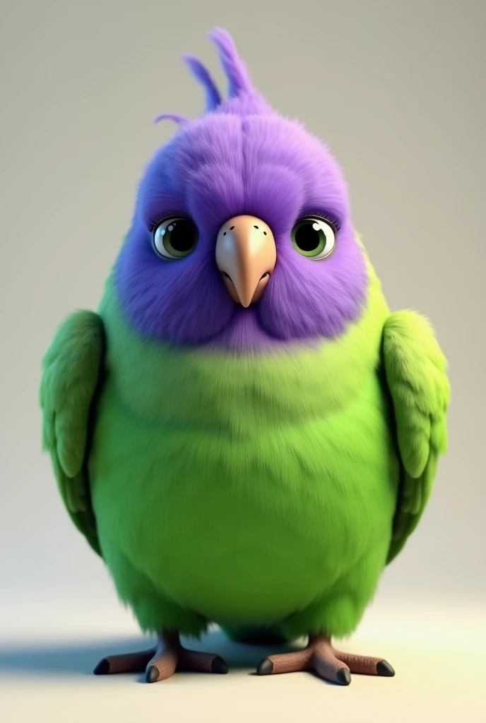 3d animation of a bird, with a purple head and green body, of the species Plum-headed Parakeet Psittacula cyanocephala, with a neutral background in the image