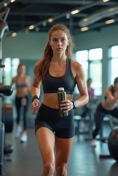 Cute girl training in her gym