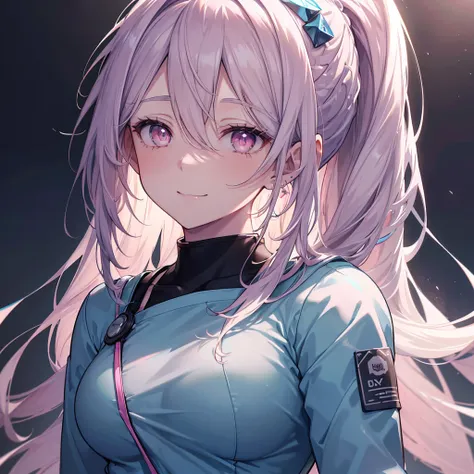 wear scrub, pale blue scrub clothing, 
a beautiful detailed portrait of a shoulder length hair nurse aide, ponytail, no hat, large breasts, in an anime style, high resolution, photorealistic, dramatic chiaroscuro lighting, intricate details, piercing gaze,...