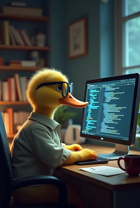 duck programming more realistically that you can see a piece of code on the screen but with the duck too 