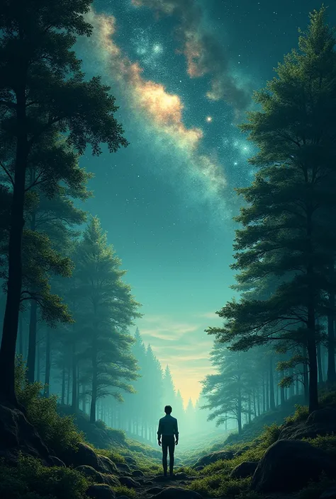 forest and space in the background 