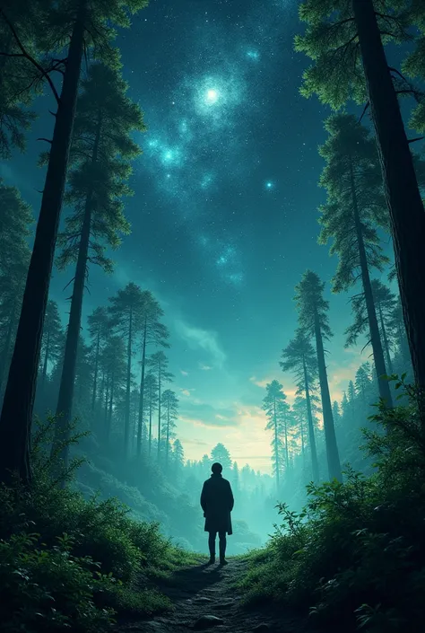 forest and space in the background 