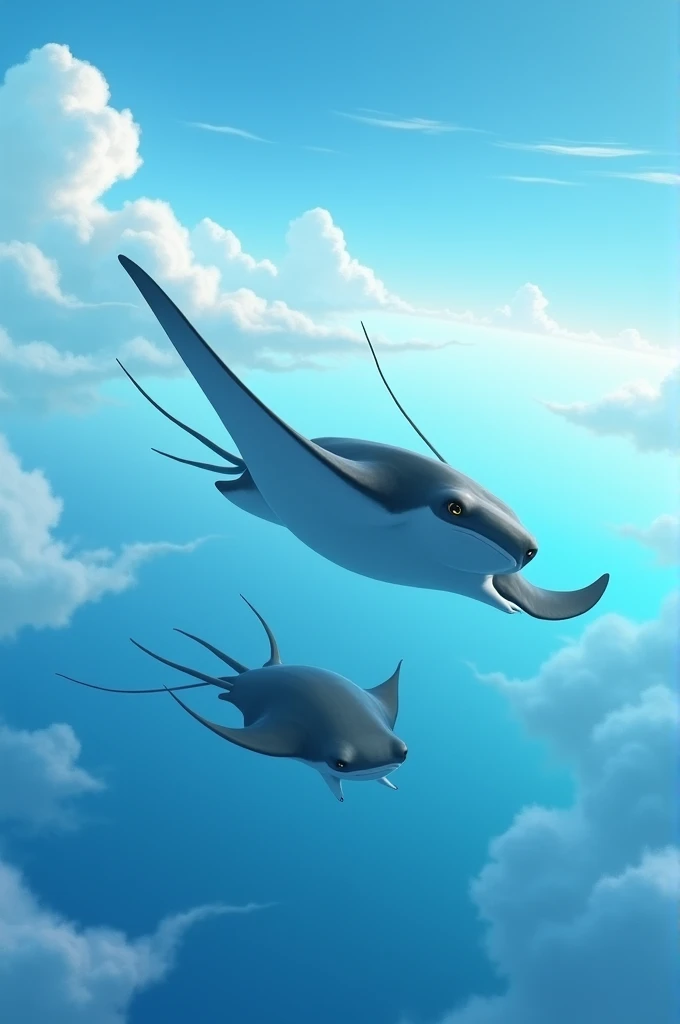 Sky with manta rays 