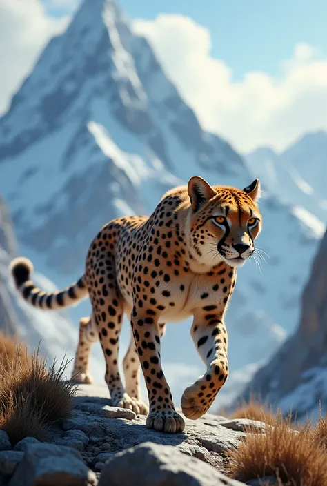 Cheetah on a mountain closer