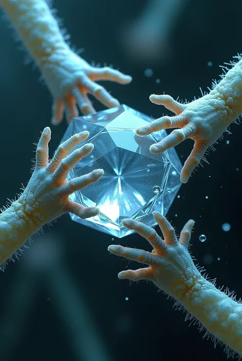 bacteria grabbing or holding a diamond
