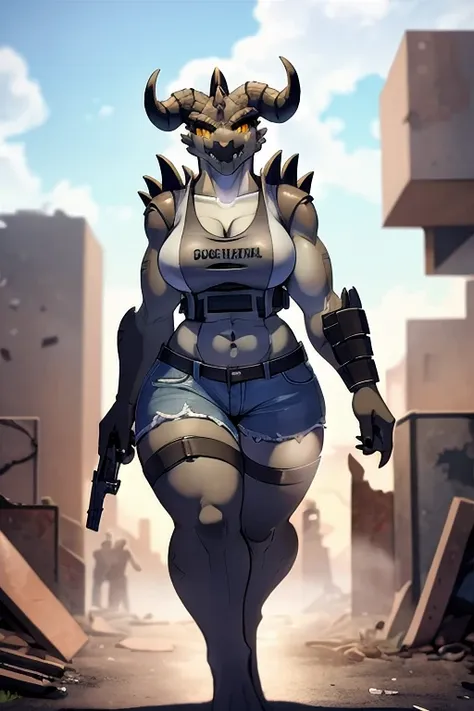 ((4k)), (best body), (sexy women), solo, score_9,score_8_up,score_7_up, kemono style, anthro deathclaw from fallout, anthro rept...