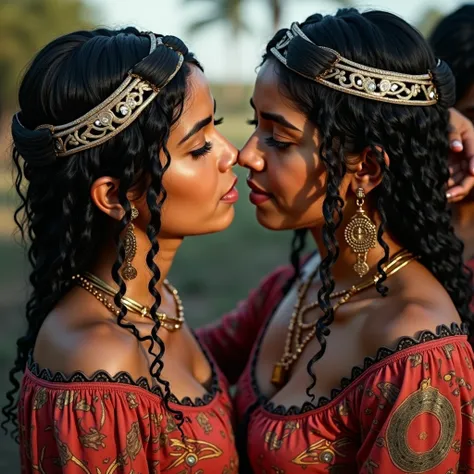 An unusual yet intriguing scene set within the sacred precincts of an ancient mayan temple. Three younger,mature,Eldery mexican mayan ladies, adorned in vibrant, traditional mayan dress, stand out against the dark, mystical backdrop. Their unnaturally blac...