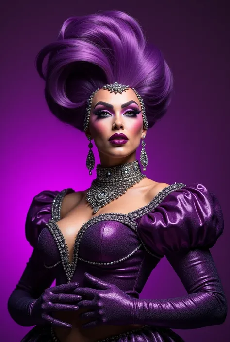 make a book cover with a drag queen with the title "Does the color purple make me gay?"