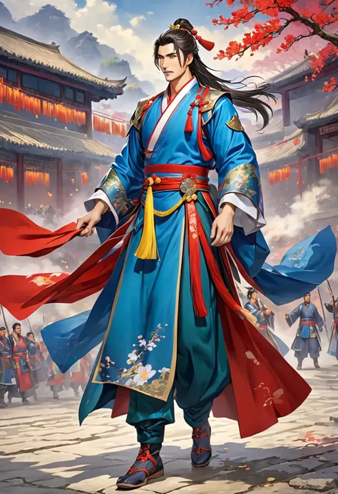 Romance of the Three Kingdoms Zhou Yu, Handsome, Clothes made of dopo, Full body exposed