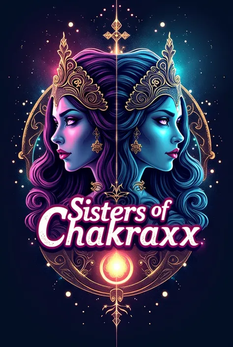 I want a Drag Race logo written "Sisters of Chakraxxx", with mystical theme