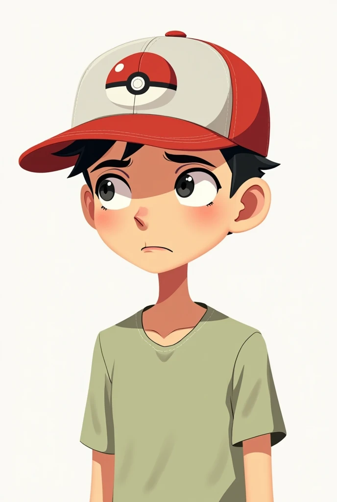 Young white adult, Scrawny, YouTube profile, with pokeball pokemon cap, 2d, shoulders up