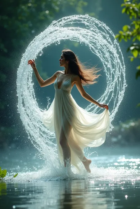 Water dance with girl