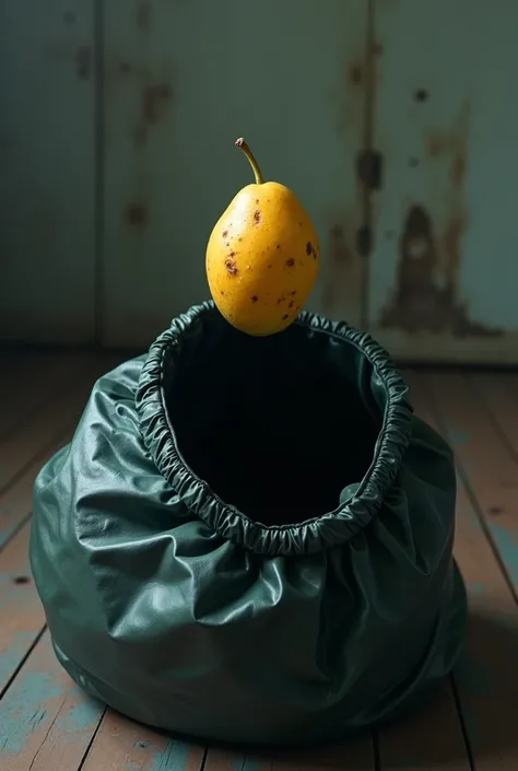 Mango pit sucked into garbage bag 