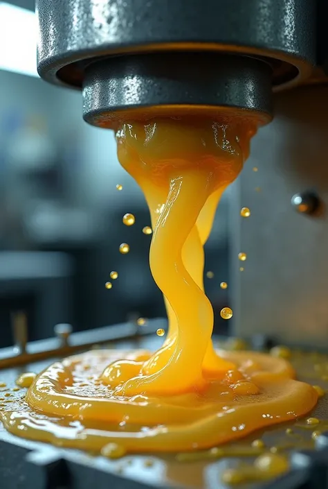 Dabs oozing out of a hydraulic press 