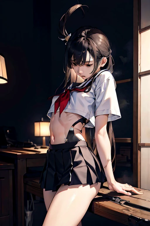 (Official Art、best quality、Unity 8k Wallpaper、32K、 masterpiece、Ultra Detailed、high resolution,Perfect anatomical structure),(Natural soft lighting:1.2),Beautiful face and eyes,Cowboy shooting,(Focus 1woman,Solitary),1 beautiful、Japanese, Black Hair,Long ha...