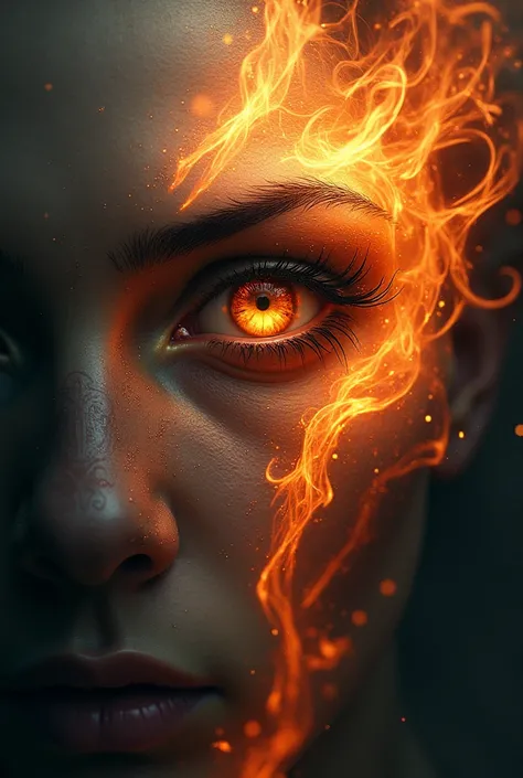 Eye with flames in tribal
