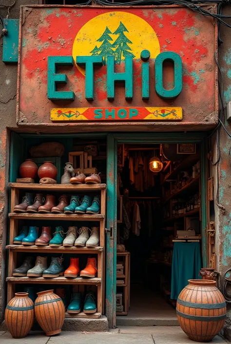 give me logo by name ethio  shop contain many tools cloth shoes by attractive way
People see the logo 


