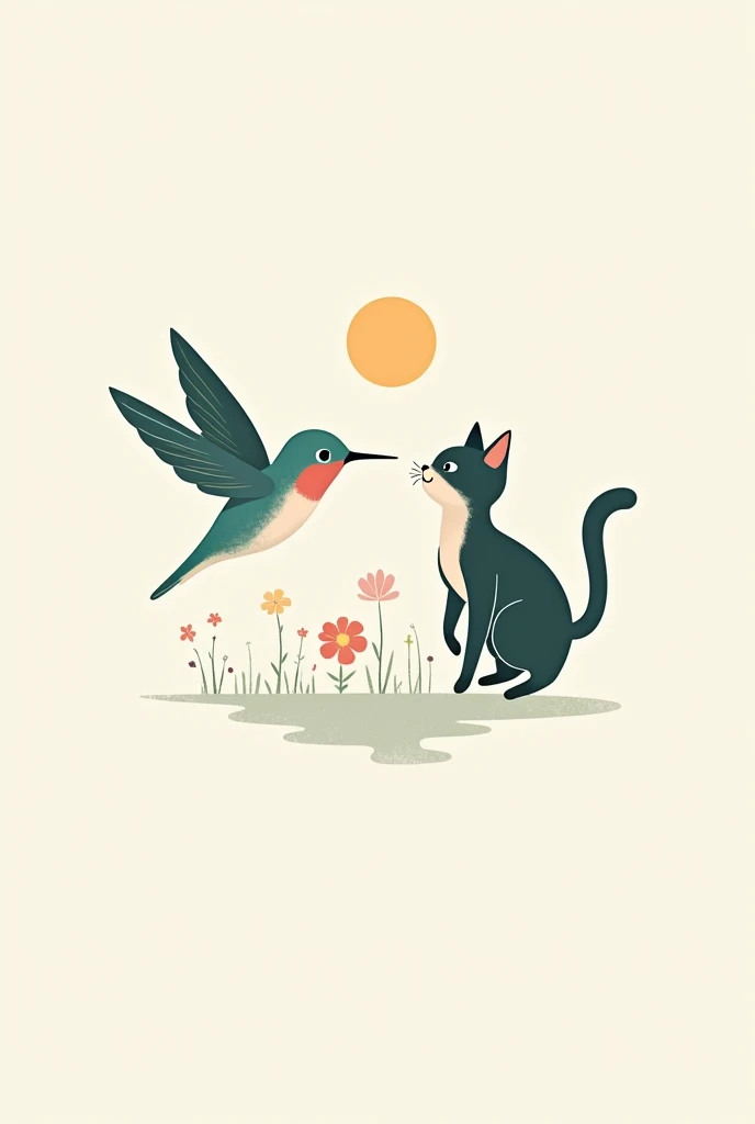 Logo of a hummingbird and a cat 