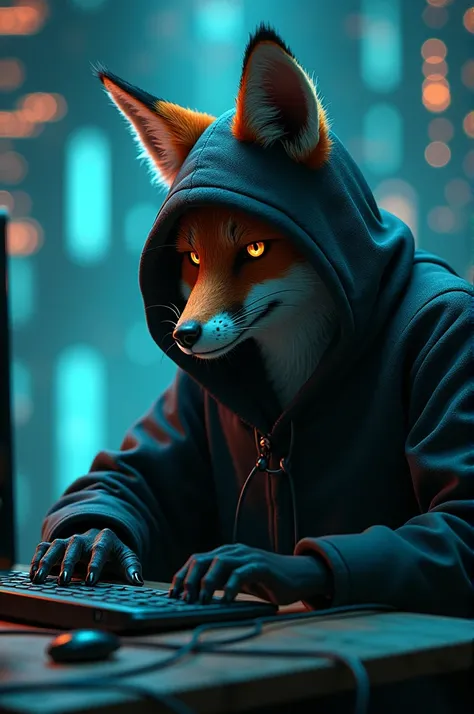 Hooded fox hacker type