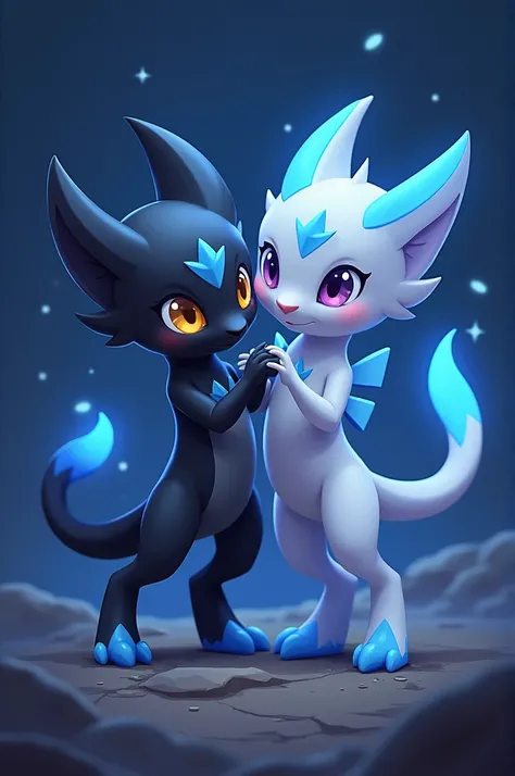 Night fury and light fury together playing kawaii