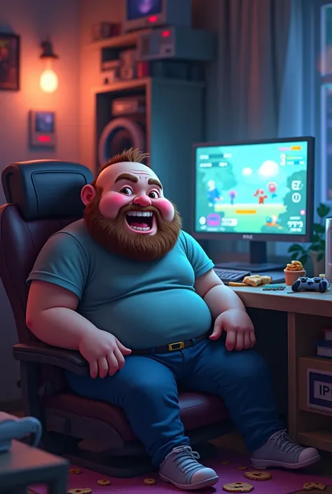 chubby man, bearded, nya, Gamer

