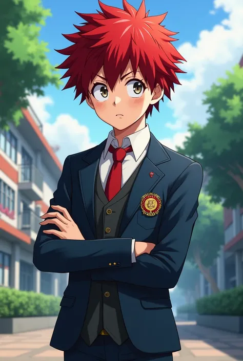 Make a character almost like Shoto Todoriki with red hair, no scar and my hero academy school uniform