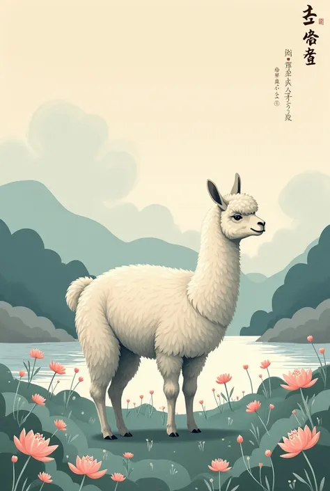 Alpaca like a Hokusai Katsushika painting