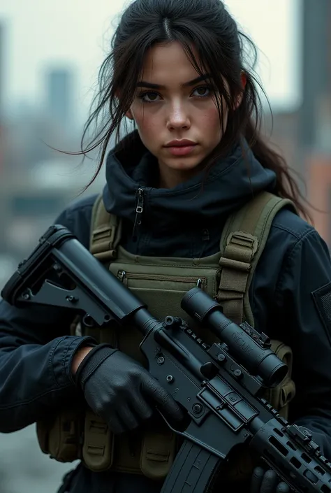 beautiful girl in nsg commando outfit proper full outfit with gun