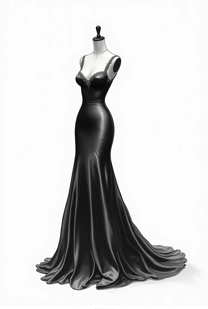 fashion gown drawing on the mannequin 