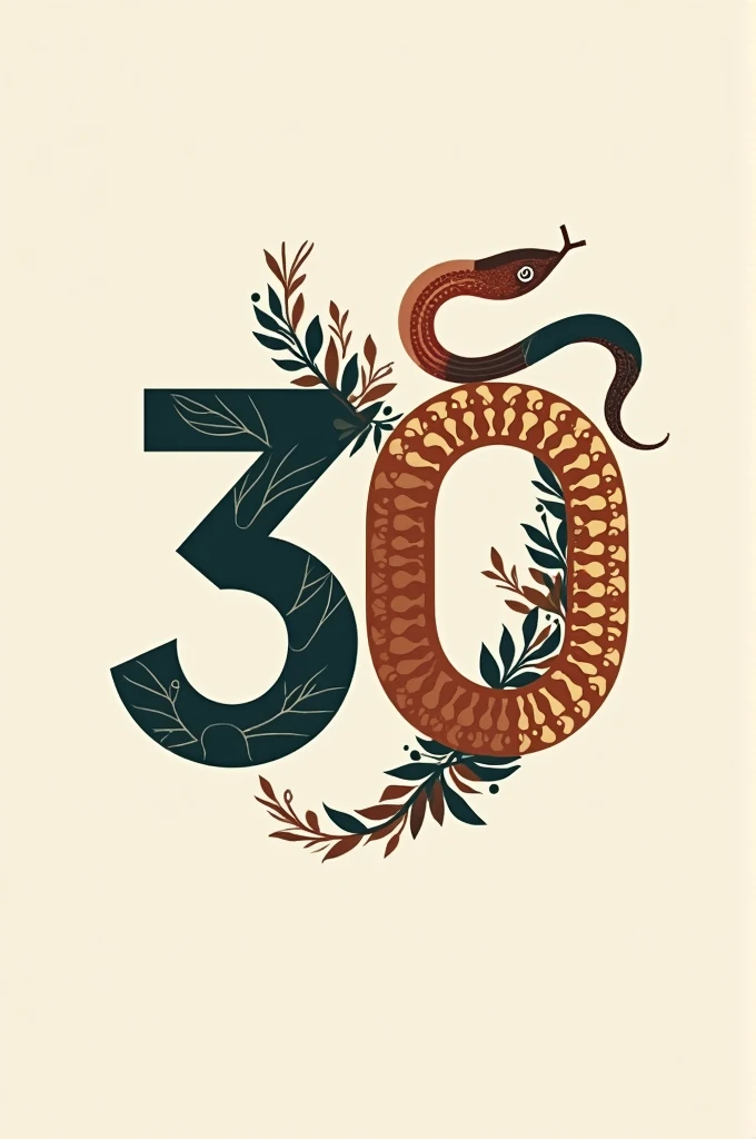 Design an abstract logo number 30 with a Dayak batik python 