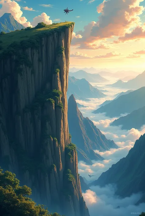 Anime style cliff background