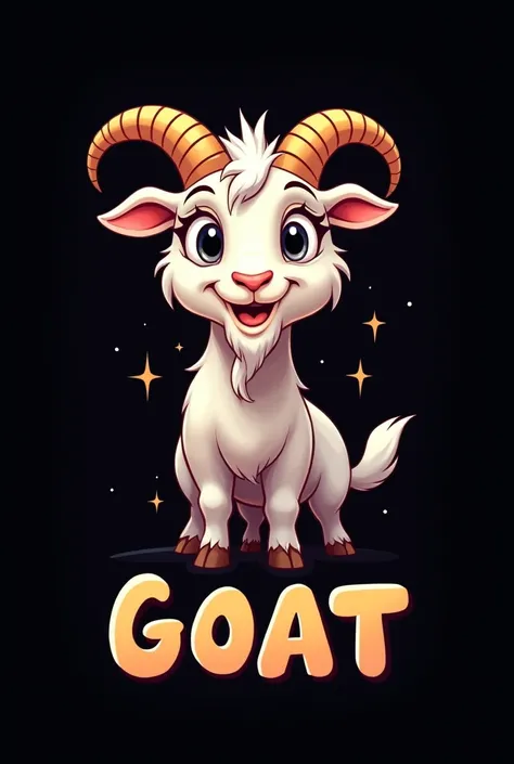 an animated goat with a word "GOAT" below black background profile picture