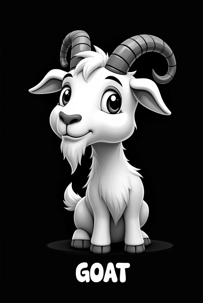 a cartoon goat but not so animated with a word "GOAT" below black background profile picture