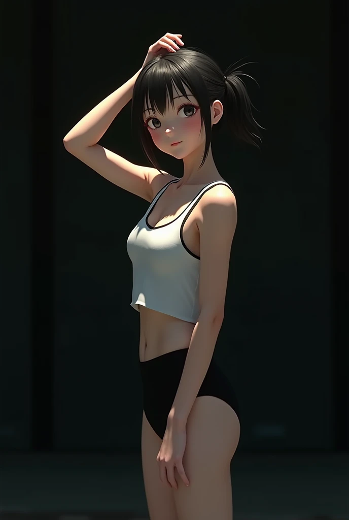 Realistic glowing skin, (発Sweat:1.8),Stand backwards,Look back at your face,Always look at the camera,(発Sweat:1.8),(Beautiful nipples in real life:1.6),,(whole body:1.9),(発Sweatしたリアルな白い肌:1.9),White socks, (black running shoes:1.8),
,Cold look,Cold Stare,Bl...