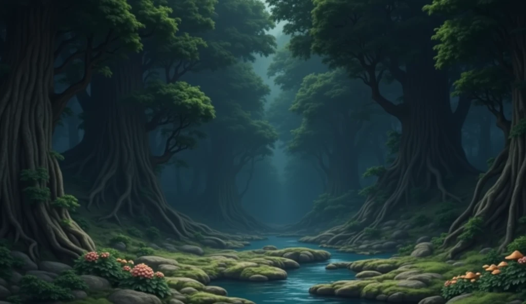 an enchanted forest, no people, In the style of Makoto Shinkai。master piece, ultra detail, precision, ultra-realistic,
